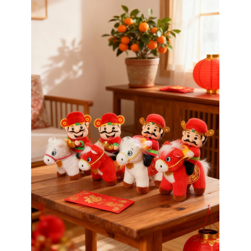 2026馬年吉祥物八面來財馬公仔小財神毛絨玩具生肖馬新年禮物