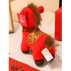 原創可愛2026馬年吉祥物毛絨玩具生肖馬公仔布娃娃馬玩偶年會