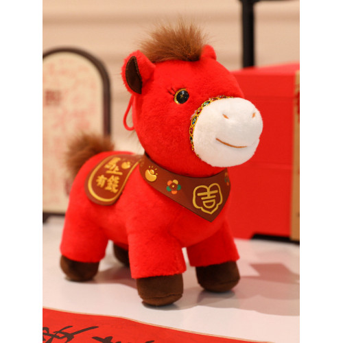 原創可愛2026馬年吉祥物毛絨玩具生肖馬公仔布娃娃馬玩偶年會