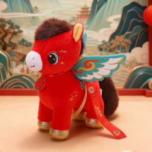 2026馬年吉祥物飛天淩霄小馬毛絨玩具公仔新年禮品小玩偶