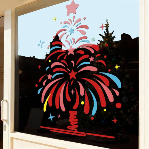 2026新年聖誕節裝飾櫥窗玻璃貼紙靜電窗花卡通聖誕樹布置門貼窗貼