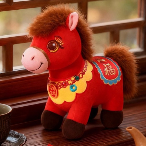 2026馬年吉祥物公仔毛絨玩具來福小馬玩偶生肖布娃娃兒童新年禮物