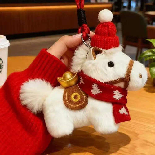 馬上有錢元寶小馬書包掛件毛絨玩偶鑰匙釦2026馬年吉祥物新年禮物