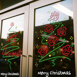 2026抽象聖誕節聖誕樹聖誕快樂字母窗花貼玻璃貼櫥窗裝飾靜電貼紙