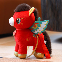 正版2026馬年吉祥物公仔可愛生肖小馬玩偶毛絨玩具布娃娃新年禮物