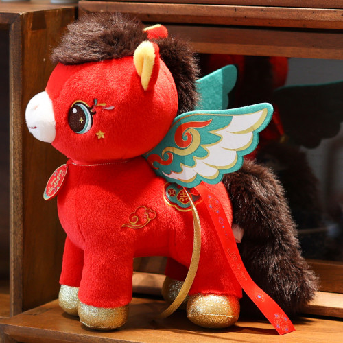正版2026馬年吉祥物公仔可愛生肖小馬玩偶毛絨玩具布娃娃新年禮物