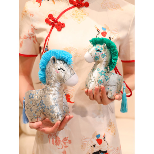 2026馬年吉祥物公仔生肖馬毛絨玩具宋錦四季馬開門紅活動禮品