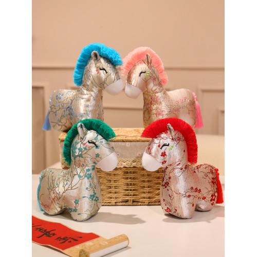 2026馬年吉祥物公仔生肖馬毛絨玩具宋錦四季馬開門紅活動禮品