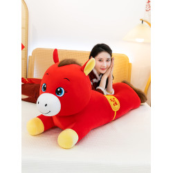 2026馬年吉祥物卡通可愛紅色生肖馬毛絨玩具公仔大號抱枕玩偶