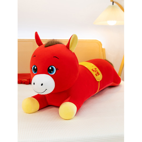 2026馬年吉祥物卡通可愛紅色生肖馬毛絨玩具公仔大號抱枕玩偶