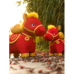 新款2026馬年吉祥物金元寶紅小馬玩偶生肖馬上有錢花毛絨玩具公仔