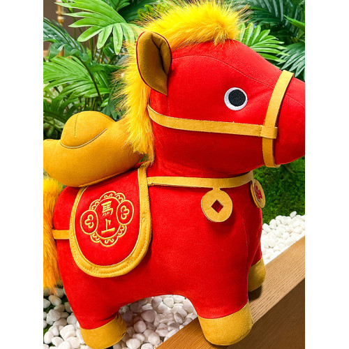 新款2026馬年吉祥物金元寶紅小馬玩偶生肖馬上有錢花毛絨玩具公仔