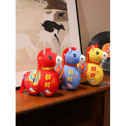2026馬年吉祥物公仔國風布藝馬招財納福馬玩偶生肖馬掛件新年禮品