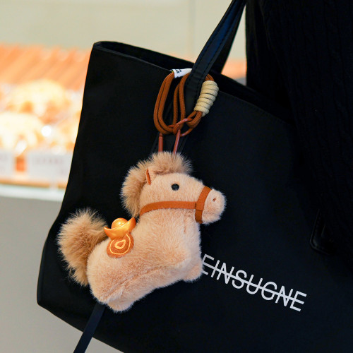 紅色元寶小馬毛絨掛件2026馬年吉祥物公仔馬上有錢生肖小馬鑰匙釦