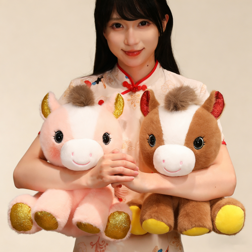 2026馬年吉祥物毛絨公仔鈴鐺馬玩具生肖馬新年會活動禮品年貨