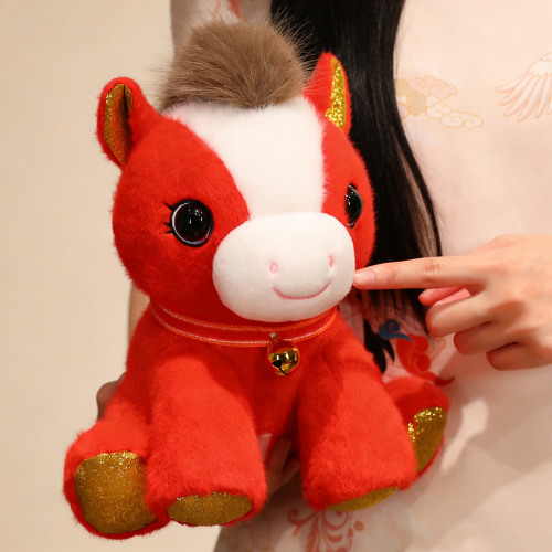 2026馬年吉祥物毛絨公仔鈴鐺馬玩具生肖馬新年會活動禮品年貨