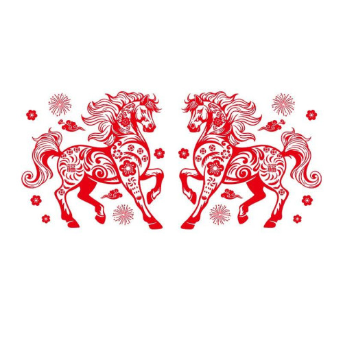 2026馬年紅色福字靜電貼窗花貼新年門貼新春裝飾PVC防水玻璃貼紙