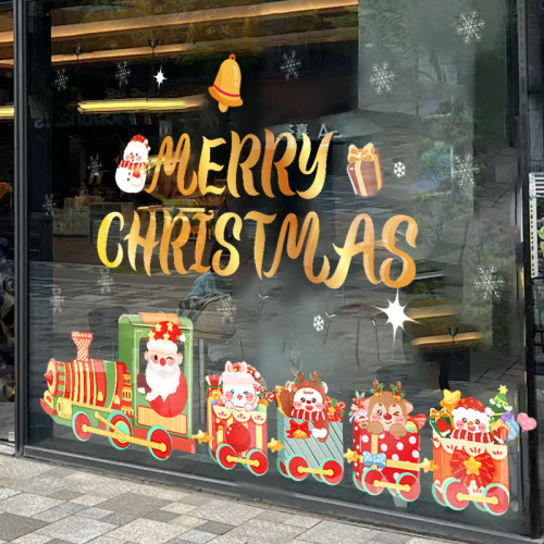 2026新款聖誕節裝飾品PVC貼紙商場店鋪聖誕樹櫥窗貼氛圍場景布置