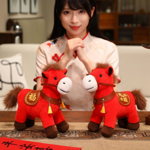 2026馬年吉祥物生肖馬公仔玩偶擺件馬上有錢毛絨玩具年會活動禮品