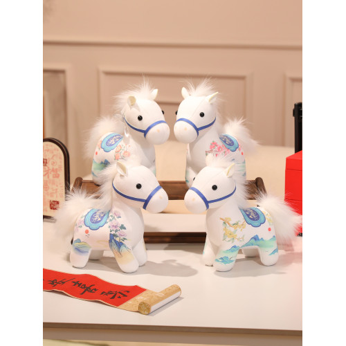 2026馬年吉祥物生肖馬毛絨玩具公仔國風小馬玩偶擺件年會禮品