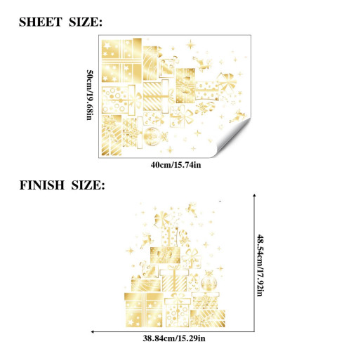 2026金色聖誕樹聖誕禮物靜電玻璃窗貼聖誕節日玻璃推拉門裝飾窗貼