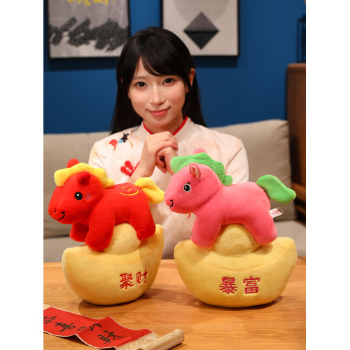 2026馬年吉祥物春節吉祥物元寶馬毛絨公仔馬年生肖年會禮品擺件女