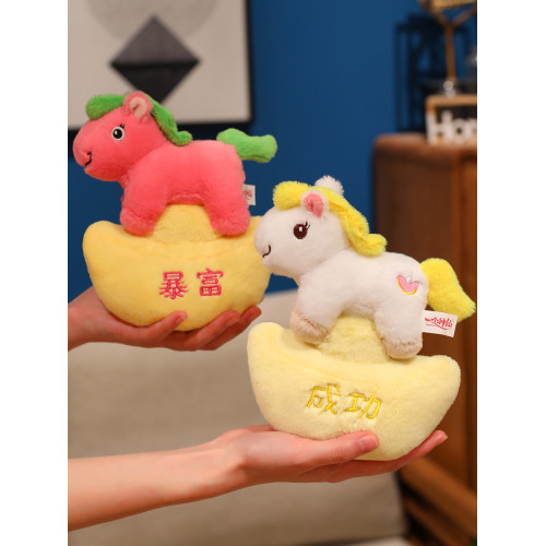 2026馬年吉祥物春節吉祥物元寶馬毛絨公仔馬年生肖年會禮品擺件女