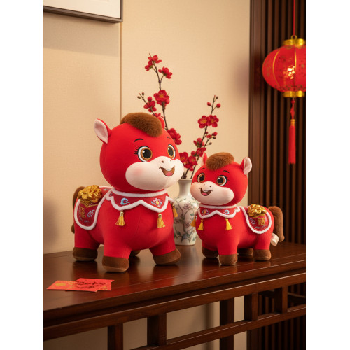 2026馬年吉祥物小馬公仔福氣滿滿元寶生肖馬玩偶毛絨玩具年會禮品