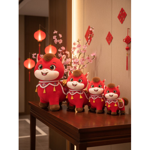 2026馬年吉祥物小馬公仔福氣滿滿元寶生肖馬玩偶毛絨玩具年會禮品