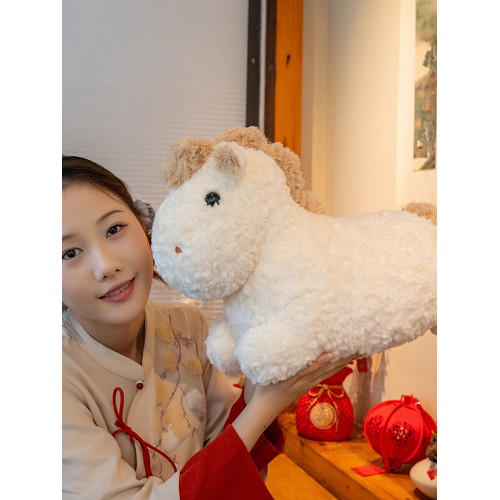 2026馬年吉祥物超軟豆豆馬可愛毛絨玩具布偶公仔新年禮物睡覺抱枕