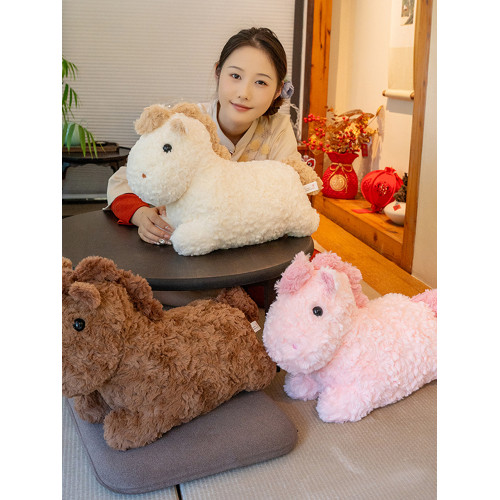 2026馬年吉祥物超軟豆豆馬可愛毛絨玩具布偶公仔新年禮物睡覺抱枕