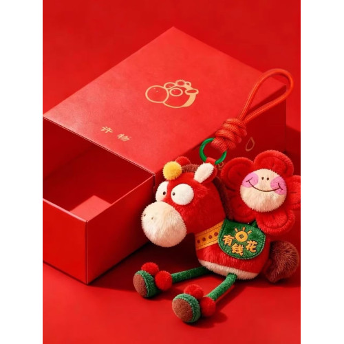 2026馬年玩偶公仔馬上有錢花有桃花吉祥物掛件生肖毛絨玩具鑰匙釦