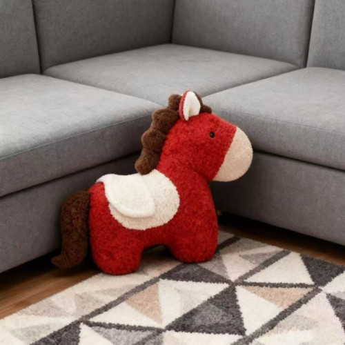 2026馬年吉祥物抱枕創意小馬毛絨玩偶客廳沙發擺件高級感新年禮物