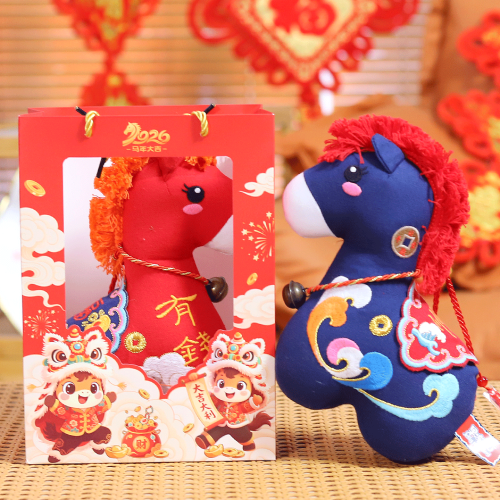 2026馬年吉祥物風生肖老粗布平安四季馬毛絨玩偶年會禮品擺件
