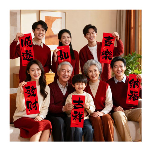 過年氛圍裝飾新年創意手持拍照道福字2026對聯春節新款橫幅具馬年