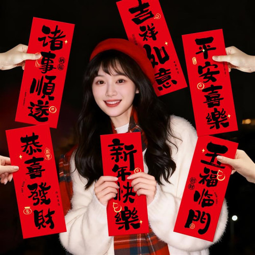 過年氛圍裝飾新年創意手持拍照道福字2026對聯春節新款橫幅具馬年