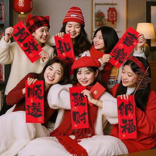 過年氛圍裝飾新年創意手持拍照道福字2026對聯春節新款橫幅具馬年