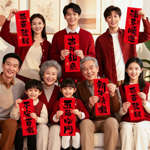 過年氛圍裝飾新年創意手持拍照道福字2026對聯春節新款橫幅具馬年