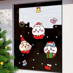 2026新年聖誕節裝飾貼紙聖誕樹chiikawa吉伊卡哇櫥窗玻璃門貼窗貼