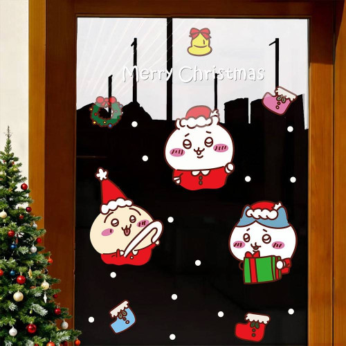 2026新年聖誕節裝飾貼紙聖誕樹chiikawa吉伊卡哇櫥窗玻璃門貼窗貼