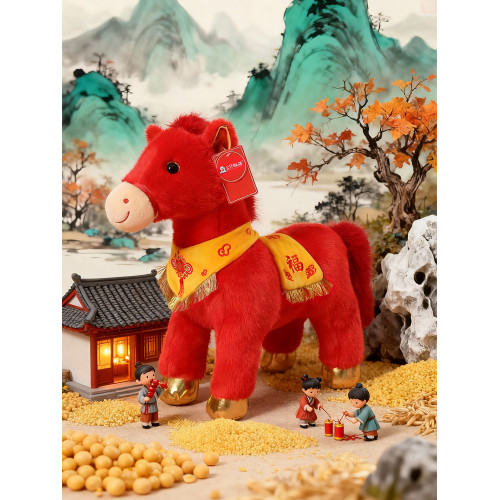 2026馬年吉祥物公仔毛絨玩具生肖馬本命年新年接福開運馬大號娃娃