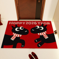 新年快樂裝飾大門地墊卡通喜慶春節氛圍布置2026馬年創意店鋪門口