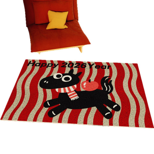 新年快樂裝飾大門地墊卡通喜慶春節氛圍布置2026馬年創意店鋪門口