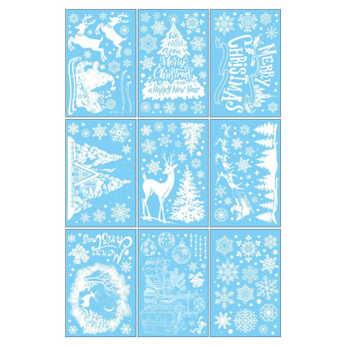 2026新款聖誕節靜電窗貼白色聖誕樹吊球聖誕雪花聖誕派對裝飾品