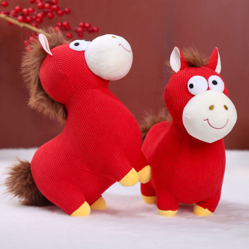 2026馬年吉祥物公仔年貨條紋小馬玩偶生肖小馬毛絨玩具新年小禮品