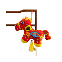 2026馬年吉祥物毛絨玩具生肖剪紙小馬公仔玩偶年會活動開門紅擺件