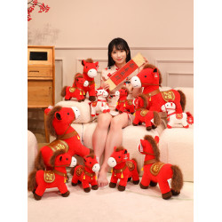 2026馬年吉祥物公仔小馬毛絨玩具可愛新年布娃娃禮品馬上有錢