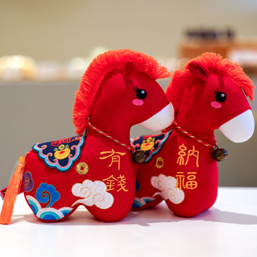 2026馬年吉祥物國風屬馬玩偶布娃娃公仔布藝小馬毛絨玩具新年禮品