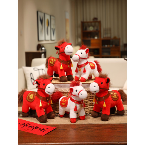 2026馬年吉祥物公仔生肖馬玩偶新款屬馬紅色小馬新年禮物馬上有錢