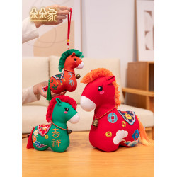 2026馬年吉祥物公仔國潮布藝小馬玩偶生肖毛絨玩具掛件新年會禮品